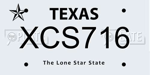 XCS716 Texas License Plate