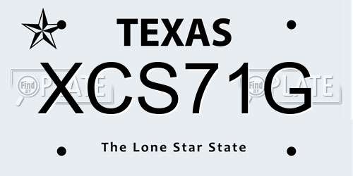 XCS71G Texas License Plate
