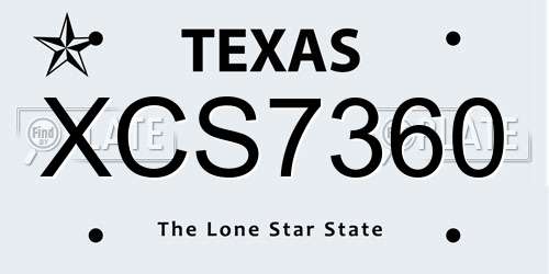 XCS7360 Texas License Plate