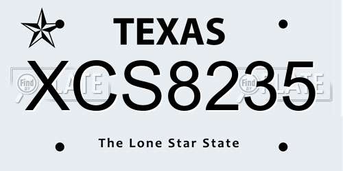XCS8235 Texas License Plate