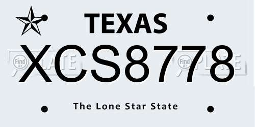XCS8778 Texas License Plate