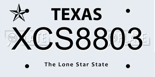 XCS8803 Texas License Plate
