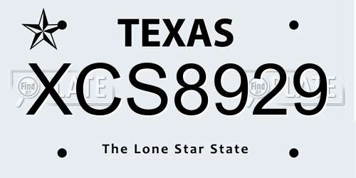 XCS8929 Texas License Plate