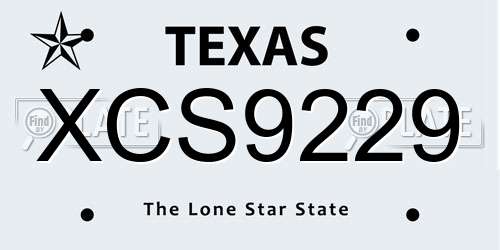XCS9229 Texas License Plate