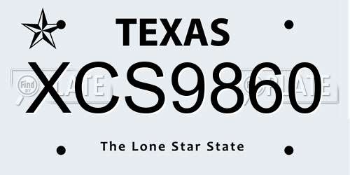 XCS9860 Texas License Plate