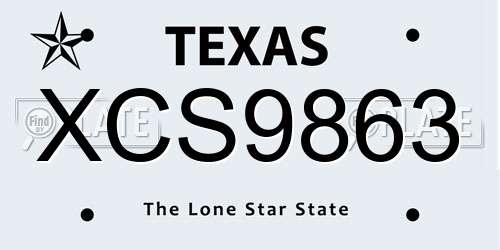 XCS9863 Texas License Plate