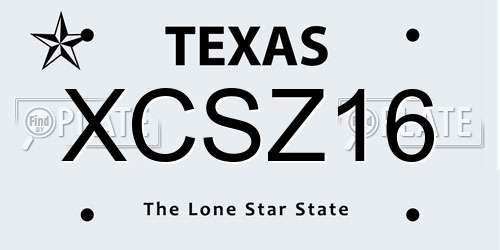 XCSZ16 Texas License Plate