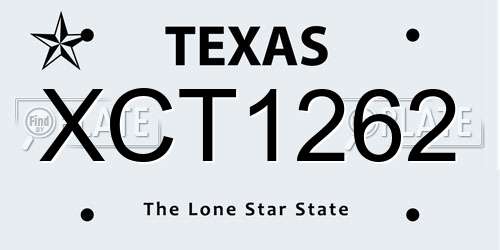XCT1262 Texas License Plate