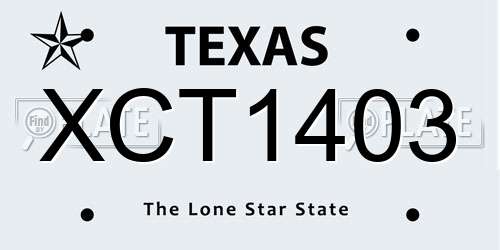 XCT1403 Texas License Plate