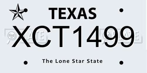 XCT1499 Texas License Plate