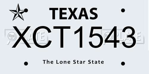 XCT1543 Texas License Plate