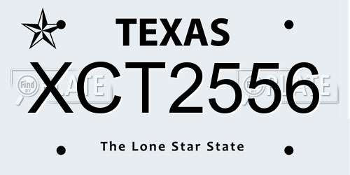 XCT2556 Texas License Plate