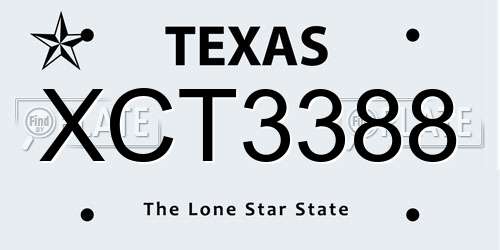 XCT3388 Texas License Plate