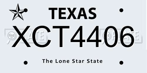 XCT4406 Texas License Plate