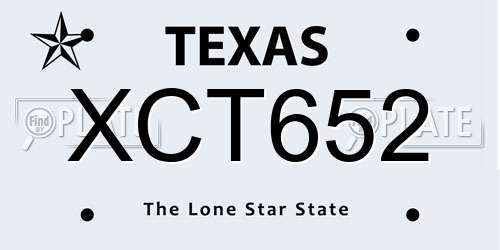 XCT652 Texas License Plate