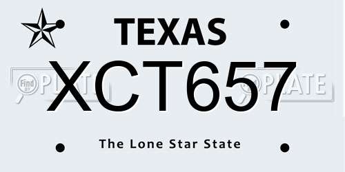 XCT657 Texas License Plate