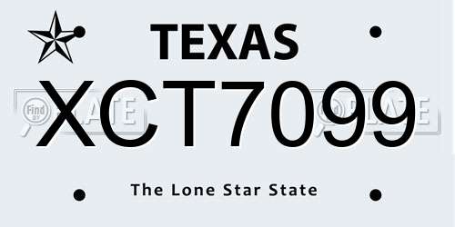 XCT7099 Texas License Plate
