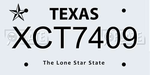 XCT7409 Texas License Plate