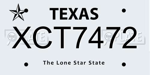 XCT7472 Texas License Plate