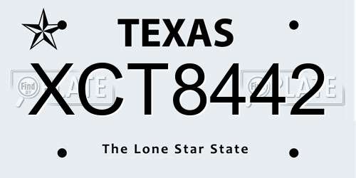 XCT8442 Texas License Plate