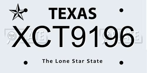 XCT9196 Texas License Plate