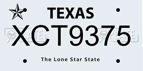 XCT9375 Texas License Plate
