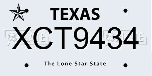 XCT9434 Texas License Plate