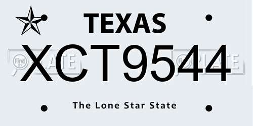 XCT9544 Texas License Plate