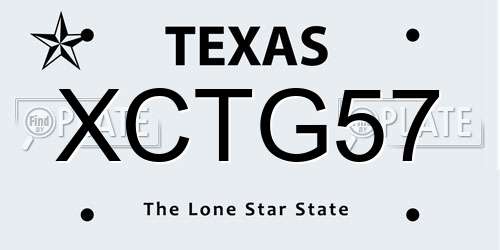 XCTG57 Texas License Plate