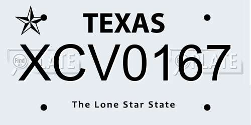 XCV0167 Texas License Plate