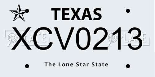 XCV0213 Texas License Plate