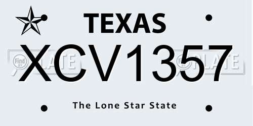 XCV1357 Texas License Plate