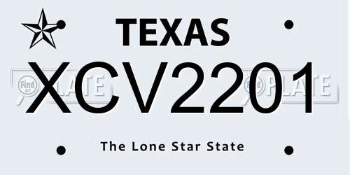 XCV2201 Texas License Plate