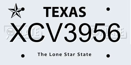 XCV3956 Texas License Plate