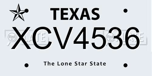 XCV4536 Texas License Plate