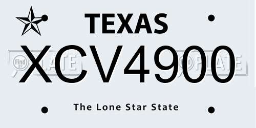 XCV4900 Texas License Plate