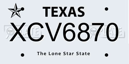 XCV6870 Texas License Plate