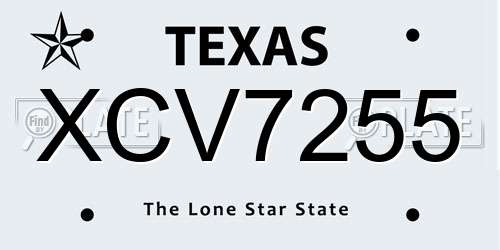 XCV7255 Texas License Plate