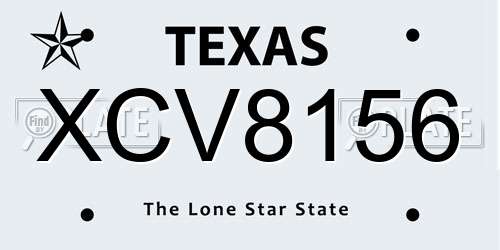 XCV8156 Texas License Plate