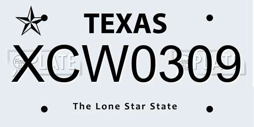 XCW0309 Texas License Plate