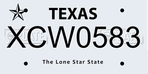 XCW0583 Texas License Plate