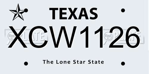 XCW1126 Texas License Plate