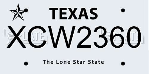 XCW2360 Texas License Plate