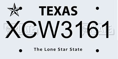 XCW3161 Texas License Plate