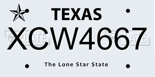 XCW4667 Texas License Plate