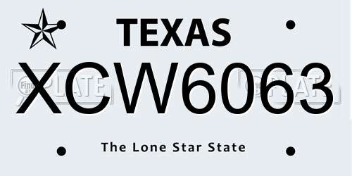 XCW6063 Texas License Plate