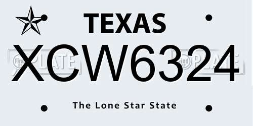 XCW6324 Texas License Plate