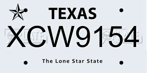 XCW9154 Texas License Plate