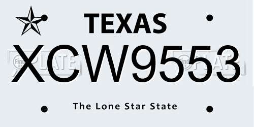 XCW9553 Texas License Plate