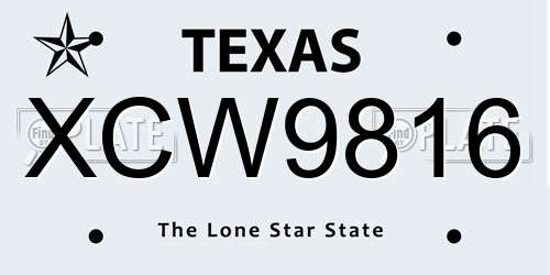 XCW9816 Texas License Plate
